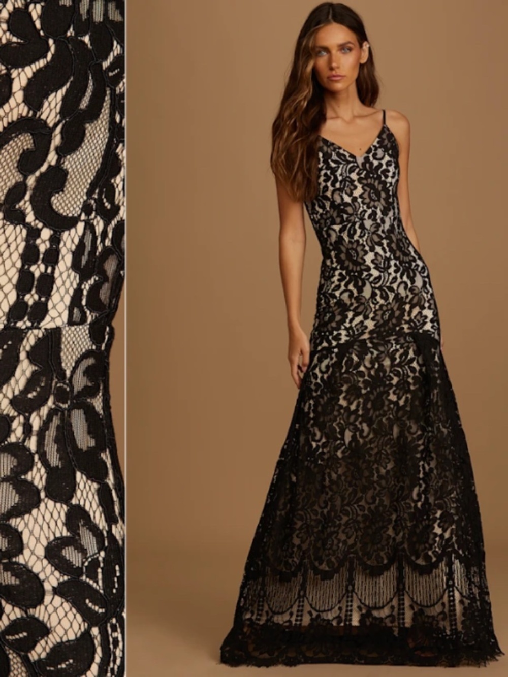 LULUS Chic Prom Wedding Sexy Elegant Vixen Dramatic Lace Maxi with Train - Picture 3 of 4